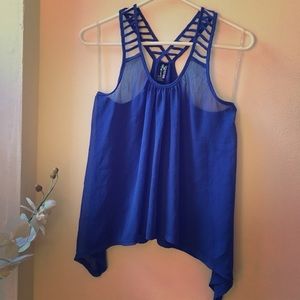 Sheer blue tank Sz SM